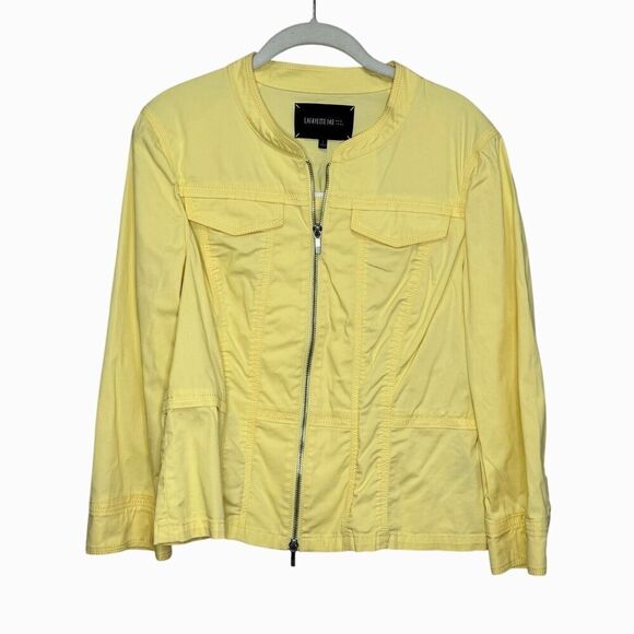 Lafayette 148 New York Size Large Yellow Cotton Stretch Zip Jacket - Picture 1 of 6